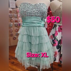 Mint Green Strapless Kids Dress